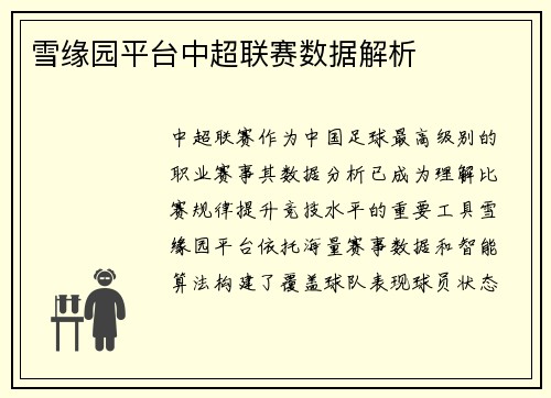 雪缘园平台中超联赛数据解析